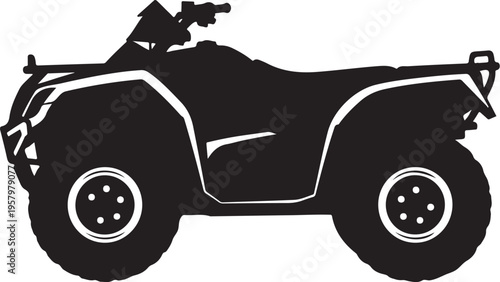 Vector ATV silhouette, side view, black