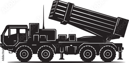 Vector illustration of a military truck with missile launcher