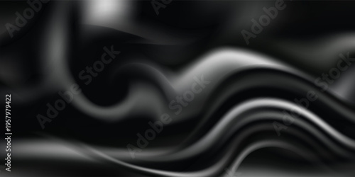 Abstract Liquid Metal Background with Shiny Chrome Steel Waves and Smooth Metallic Texture
