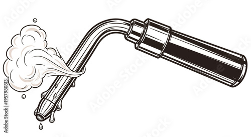 black and white illustration of blowtorch with flame