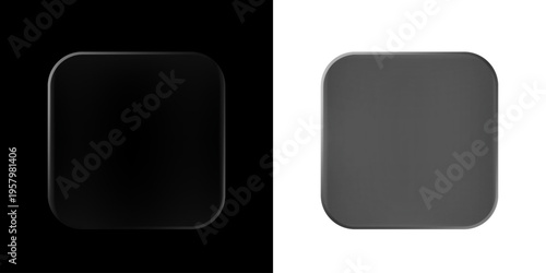 Realistic glass effect frame isolated on transparent background. Modern Ui element, button. Vector PNG illustration