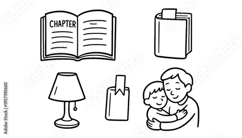 A father reading a book to his child at home