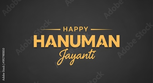 Happy hanuman jayanti greeting card design with golden text on dark background