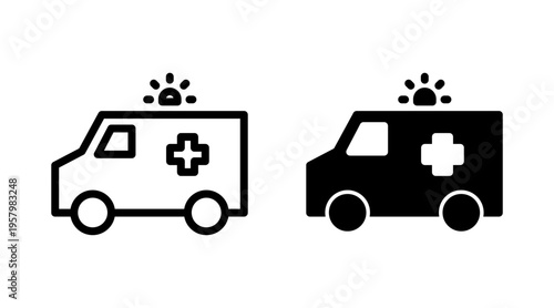 Ambulance icon set vector. ambulance truck sign and symbol. ambulance car