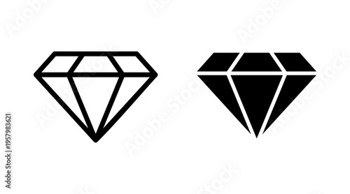 Diamond icon set vector. diamond gems sign and symbol