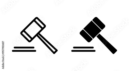 Gavel icon set vector. judge gavel sign and symbol. law icon. auction hammer