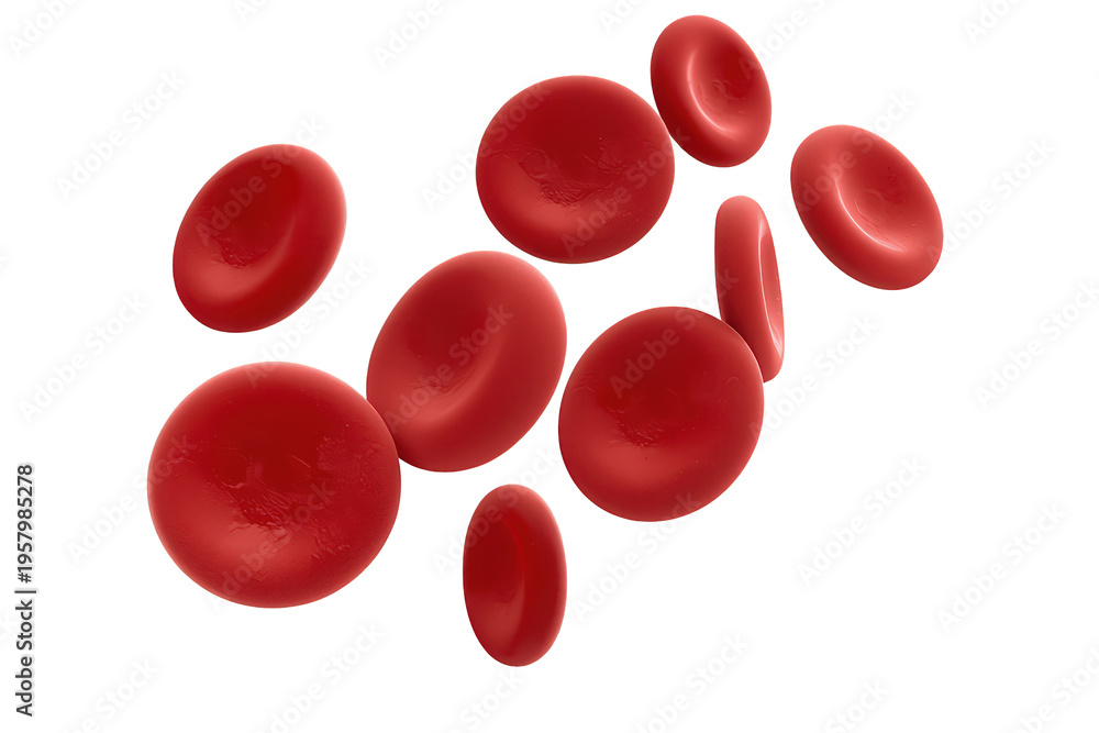 Fototapeta premium Red blood cells flowing in a clear bloodstream showing erythrocytes, human health, and scientific biology research