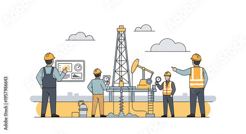 Workers at an oil drilling site.