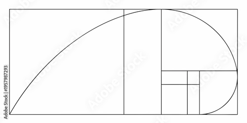 The golden ratio visualized with a quarter circle and rectangles
