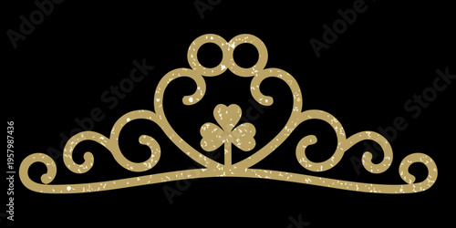 An ornate gold crown illustration against a solid black background