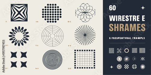 Abstract geometric patterns with wireframe elements and numerical labeling