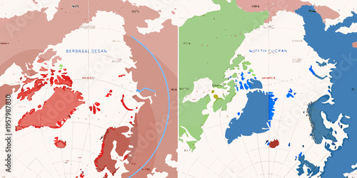 Arctic region map displaying geographical zones and potential ice coverage