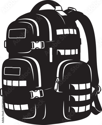 Vector illustration of a black backpack