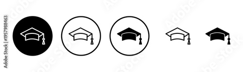 Education icon logo design. Graduation cap sign and symbol. Graduate. Students cap