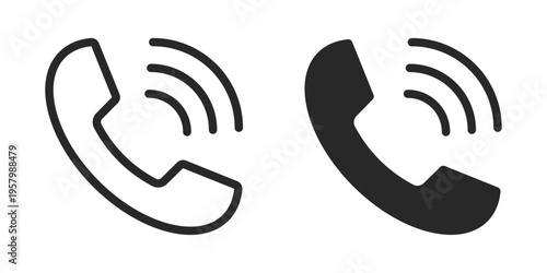 Minimalist Phone call icon set flat and outline vector illustration