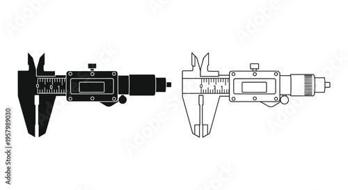 Detailed calipers illustration showing both black and white silhouette