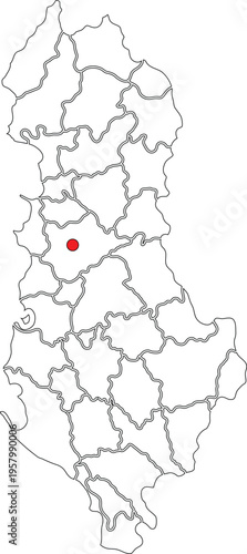 Capital mark of Albania on its embedded map vector illustration