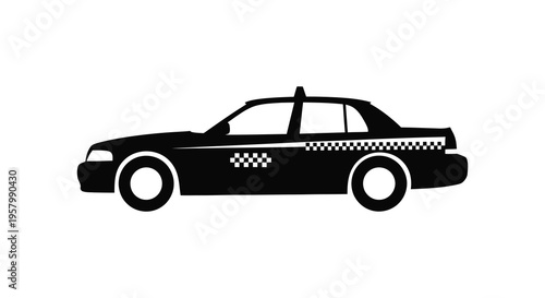 Black taxi cab side view a striking graphic silhouette