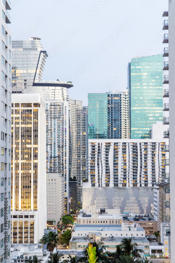 Fototapeta premium Dense modern skyscrapers in Miami