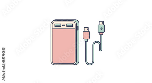 Pink Portable Power Bank Charger Device.