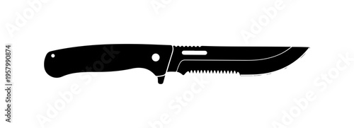 Black Fixed Blade Utility Knife Vector Illustration