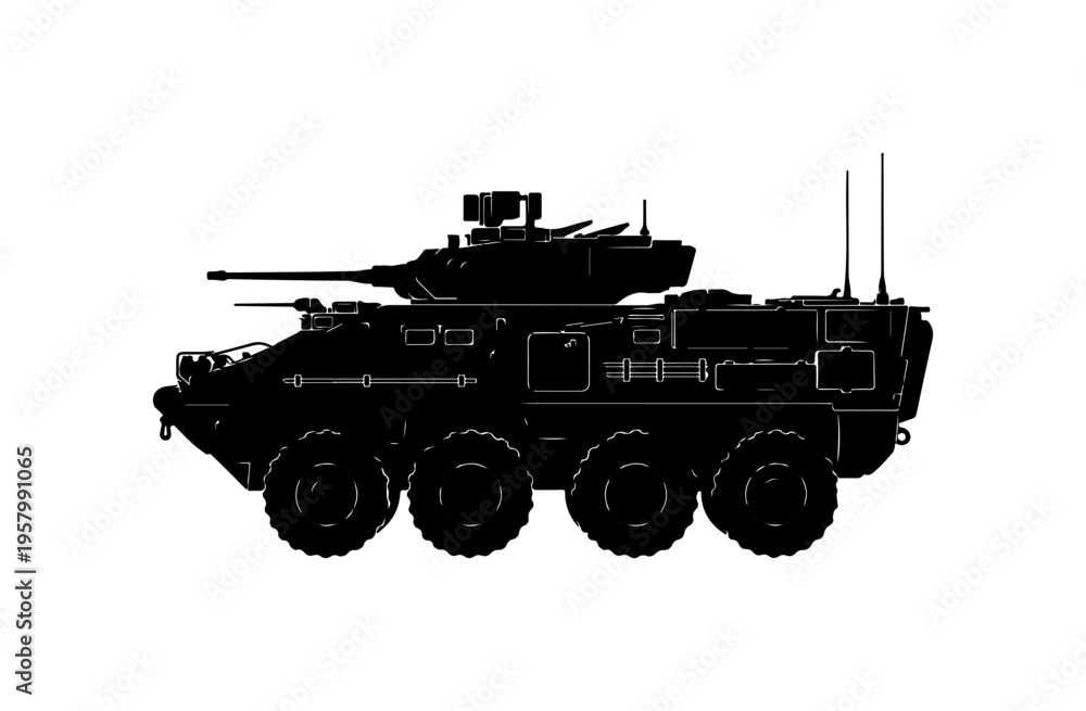 Fototapeta premium Military Armored Wheeled Vehicle Illustration