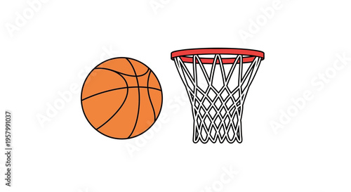 Basketball and hoop sports equipment.