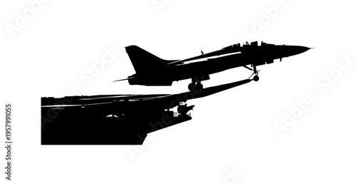 Jet Fighter Launching from Aircraft Carrier