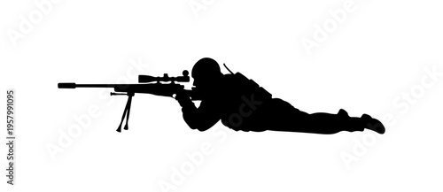 Sniper in Prone Position with Rifle