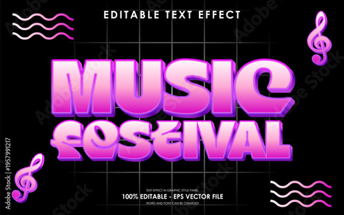 Music Festival Purple Pink Editable Text Effect.