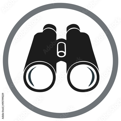 Black Binoculars Vector Icon Optical Tool for Bird Watching Travel or Exploration