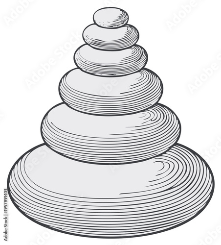 Stacked stones Zen concept illustration balancing equilibrium wellness and harmony