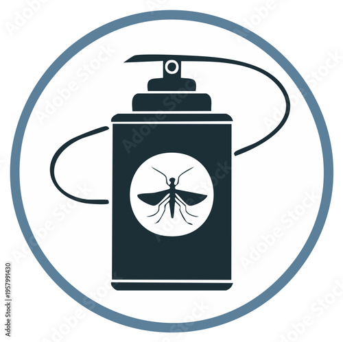 Insect repellent spray bottle with mosquito symbol flat vector icon for bug protection