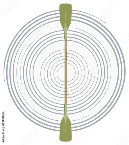 Illustration of Paddles with Circular Wave Pattern for Canoeing or Kayaking