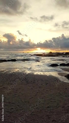 Sunset at the rocky sea