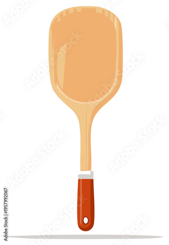 Wooden cooking spatula turner kitchen utensil vector illustration