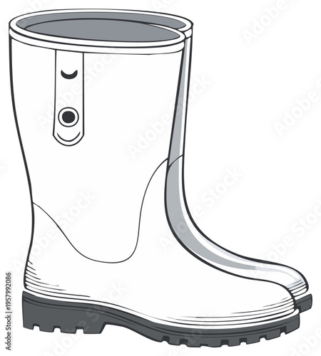 Rubber boot illustration. Waterproof footwear in a graphic style.
