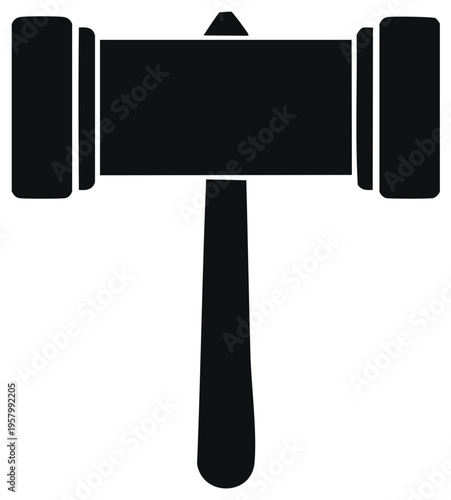 A Heavy Mallet Silhouette Illustration Classic Design Tool Black on White Symbol