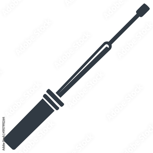 Simple icon illustration of a black soldering iron with a long thin handle against a white background