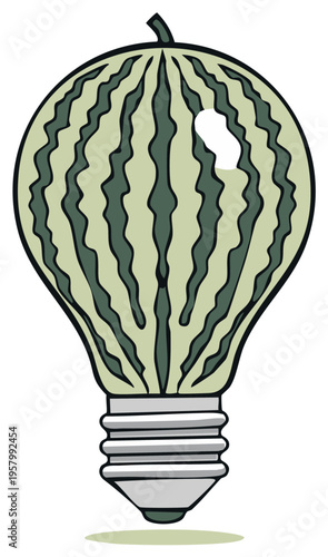 Watermelon Shaped Light Bulb with Stripes and a Hole