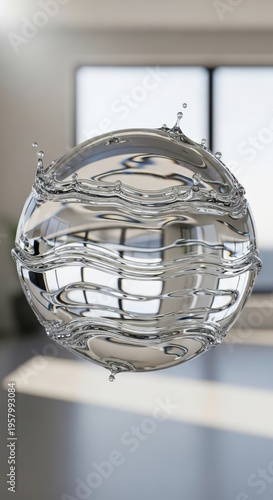 Water Sphere in Motion - A Captivating Liquid Sculpture.