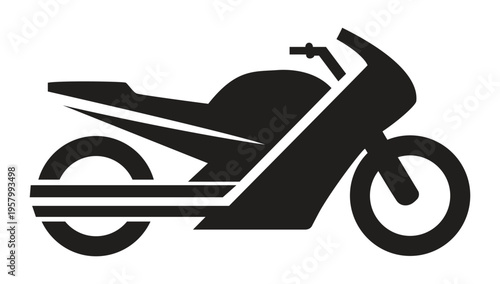 Sport Motorcycle Silhouette Icon for Biker Club Branding, Automotive Performance Shop Graphics, and Racing Enthusiast Apparel Design
