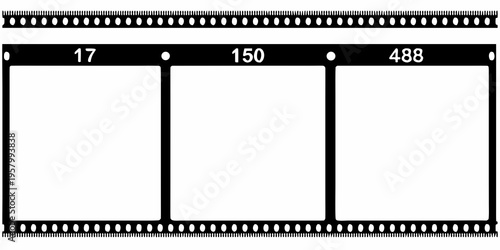 A strip of photographic film with numbers and empty frames