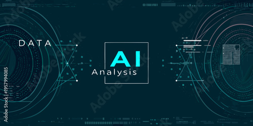 Abstract digital illustration featuring ai analysis with data visualization elements