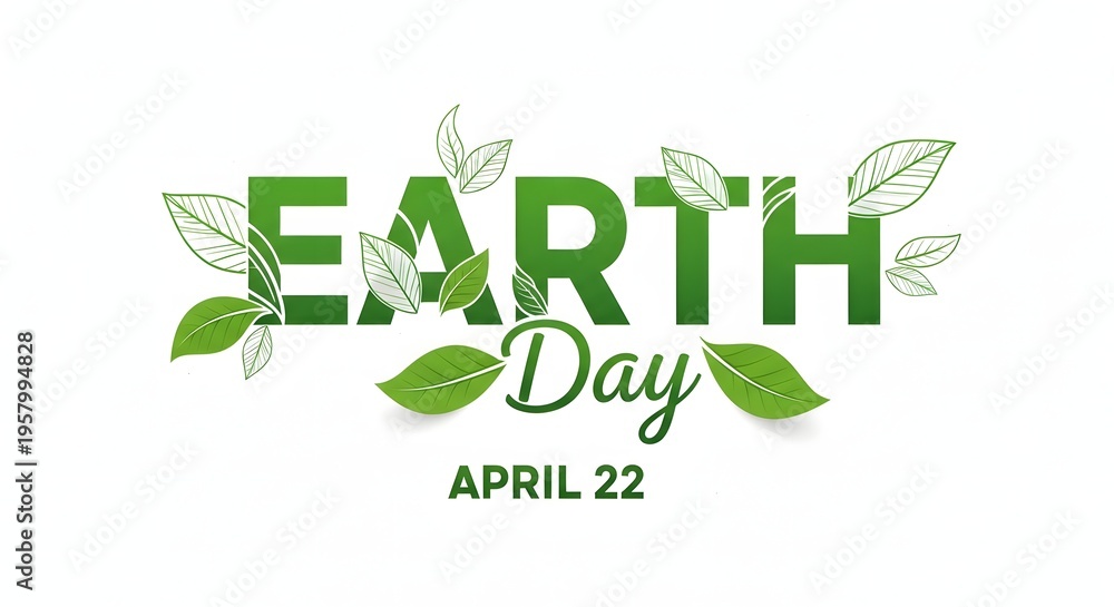 Fototapeta premium Earth day celebration with green leaves on april 22