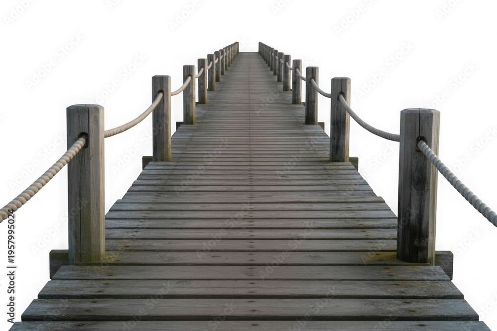 Fototapeta premium HD realistic old wooden pier isolated on white or white png