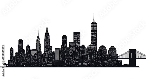 New york city skyline at dusk a dramatic black silhouette