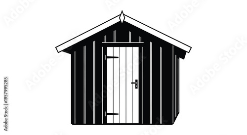 Simple black shed design with a classic gable roof silhouette