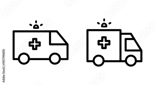 Ambulance icon symbol for apps and websites. ambulance truck sign and symbol. ambulance car