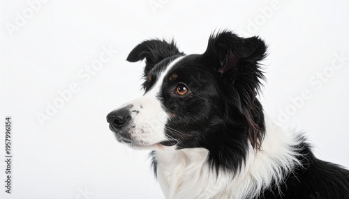 Alert Border Collie profile, sharp contrast, intelligent attentive gaze
